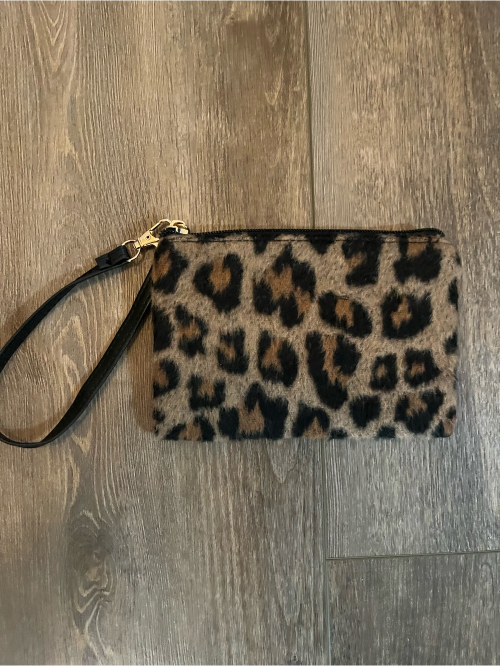 NWOT Leopard Print Wristlet Pouch - Tan and Black